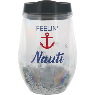 Feelin' Nauti 12 oz Acrylic Stemless Wine Glass with Lid