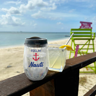 Feelin' Nauti 12 oz Acrylic Stemless Wine Glass with Lid