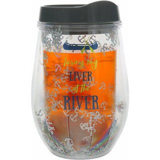 At the River 12 oz Acrylic Stemless Wine Glass with Lid