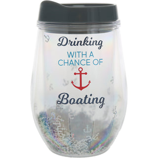 Boating 12 oz Acrylic Stemless Wine Glass with Lid