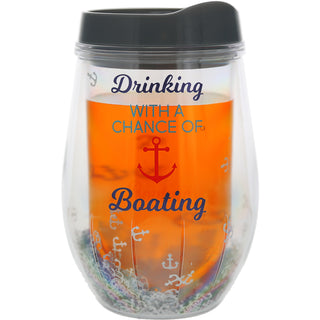 Boating 12 oz Acrylic Stemless Wine Glass with Lid