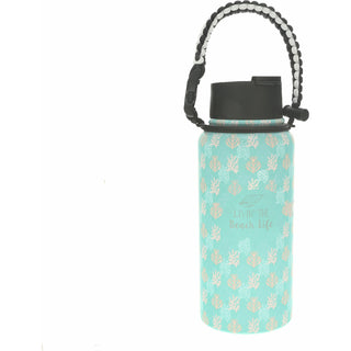 Beach Life 32 oz Stainless Steel Water Bottle with Paracord Survival Handle