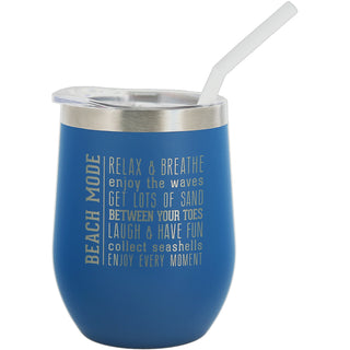 Beach Mode 12 oz Stemless Travel Tumbler with Straw