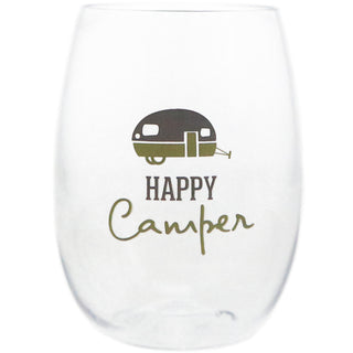 Happy Camper 14 oz Tritan Stemless Wine Glass