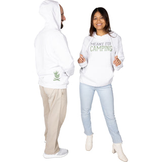 Camping Small White Unisex Hooded Sweatshirt