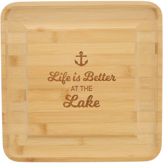 At The Lake 13" Bamboo Serving Board with Utensils