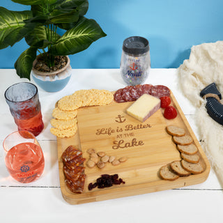 At The Lake 13" Bamboo Serving Board with Utensils