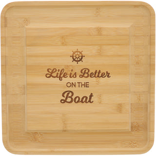 On The Boat 13" Bamboo Serving Board with Utensils