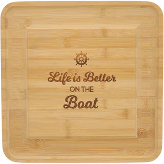On The Boat 13" Bamboo Serving Board with Utensils