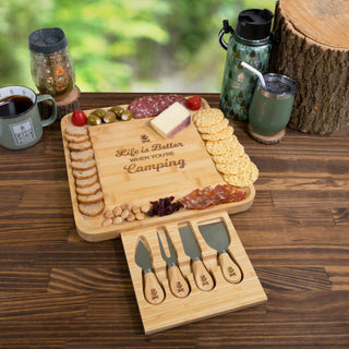 When You're Camping 13" Bamboo Serving Board with Utensils