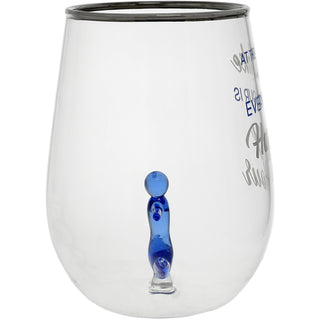 Happy Hour - Anchor 19 oz. Stemless Wine Glass with 3-D Figurine