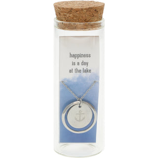 Lake 16.5" - 18.5" Stainless Steel Engraved Necklace in a Bottle