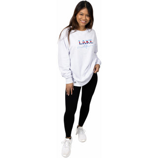 Lake Life White Cotton Blend French Terry Sweatshirt