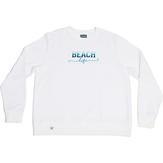 Beach Life White Cotton Blend French Terry Sweatshirt