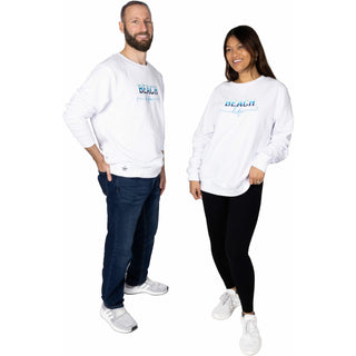 Beach Life S/M White Cotton Blend French Terry Sweatshirt