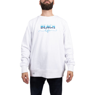Beach Life S/M White Cotton Blend French Terry Sweatshirt