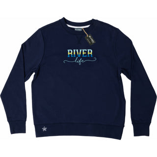 River Life S/M Navy Cotton Blend French Terry Sweatshirt