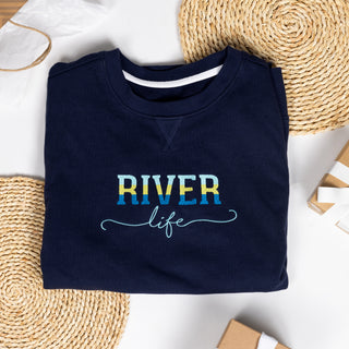 River Life S/M Navy Cotton Blend French Terry Sweatshirt