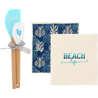 Beach Life Spatula and Reusable Dish Cloth Set
(2 of Each)