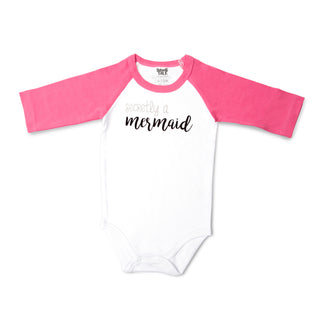 Mermaid 6-12 Months 3/4 Length Pink Sleeve Onesie
