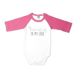 Namast'ay 6-12 Months 3/4 Length Pink Sleeve Onesie
