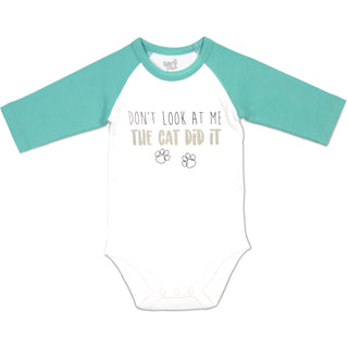 Cat Did It 3/4 Length Teal Sleeve Onesie