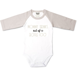 Mommy Bottle 3/4 Length Gray Sleeve Onesie