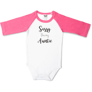 Auntie 3/4 Length Pink Sleeve Onesie