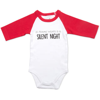 Silent Night 3/4 Length Red Sleeve Onesie