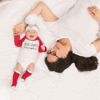 Dear Santa 6-12 Months 3/4 Length Red Sleeve Onesie