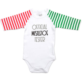 Mistletoe 12-24 Months 3/4 Length Striped Sleeve Onesie