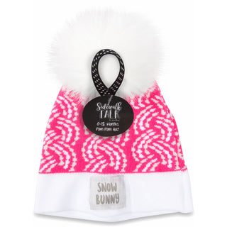 Snow Bunny Pink Knit Pom Pom Hat