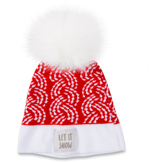 Let it Snow Red Knit Pom Pom Hat (12-24 Months)