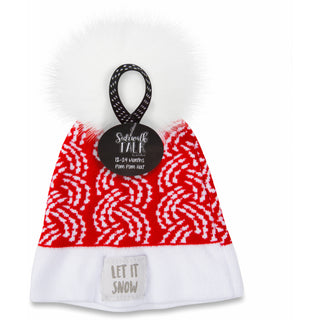 Let it Snow Red Knit Pom Pom Hat