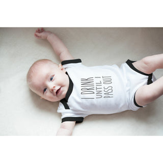 Pass Out 12-24 Months Black Trimmed Onesie