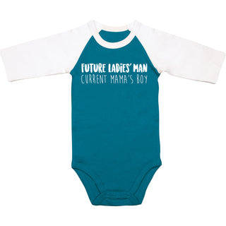 Mama's Boy 3/4 Length Sleeve Prussian Blue  Onesie