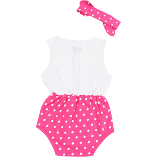 House White White & Pink Romper with Headband