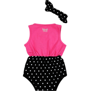 The Usual Pink & Black Romper with Headband