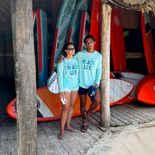 Beach Life Small Light Teal Unisex Long Sleeve T-Shirt
