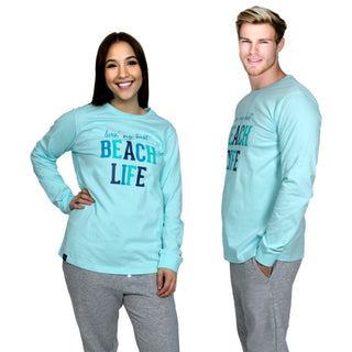 Beach Life Small Light Teal Unisex Long Sleeve T-Shirt