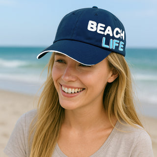 Beach life Navy Adjustable Hat
