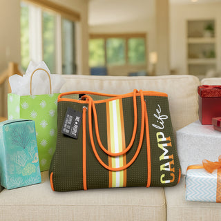 Camp Life Neoprene Tote Bag with Tethered Inner Pouch