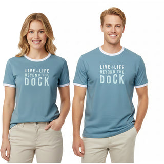 Lake Small Slate Blue Unisex Ringer T-Shirt