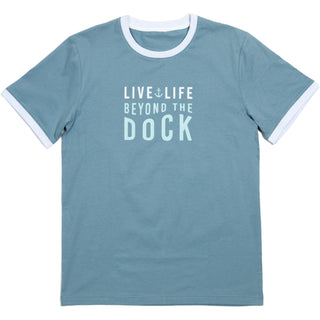 Lake Small Slate Blue Unisex Ringer T-Shirt