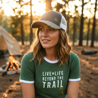 Camp Medium Dusty Green Unisex Ringer T-Shirt