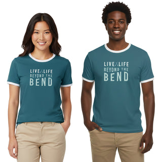 River Extra Large Dark Teal Unisex Ringer T-Shirt