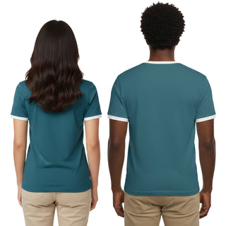 River Double Extra Large Dark Teal Unisex Ringer T-Shirt