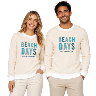 Beach S/M Ivory Corded Crewneck