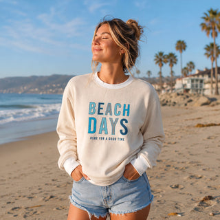 Beach S/M Ivory Corded Crewneck
