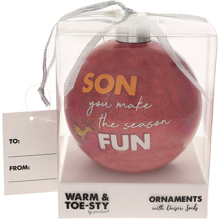 Son 4" Ornament with Unisex Holiday Socks